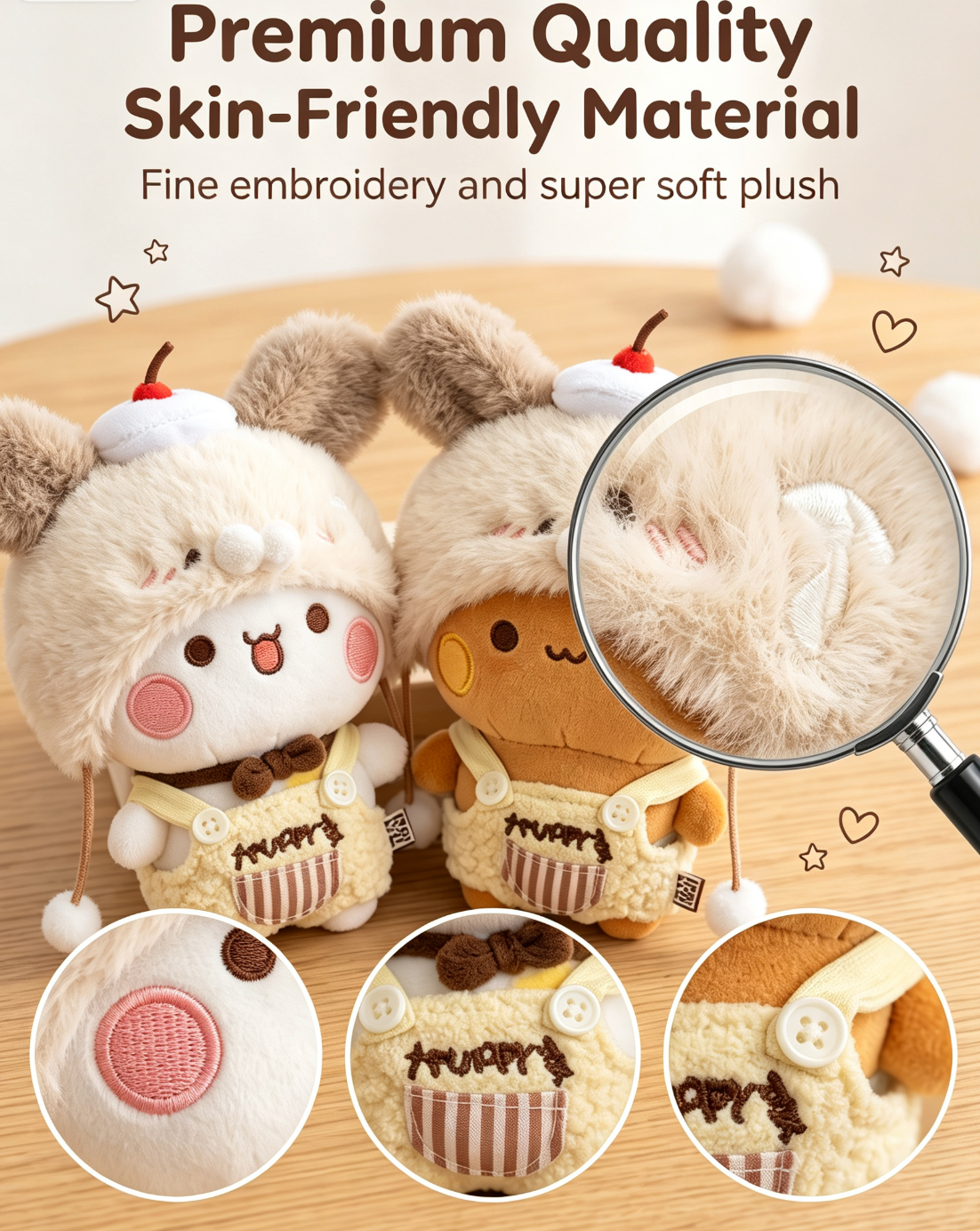 BUBU & DUDU Plush Doll Set | 12cm Stuffed Bear & Panda with Interchangeable Outfits