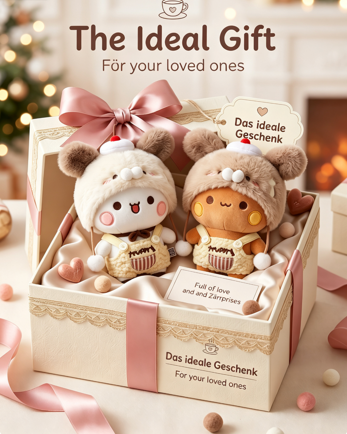 BUBU & DUDU Plush Doll Set | 12cm Stuffed Bear & Panda with Interchangeable Outfits